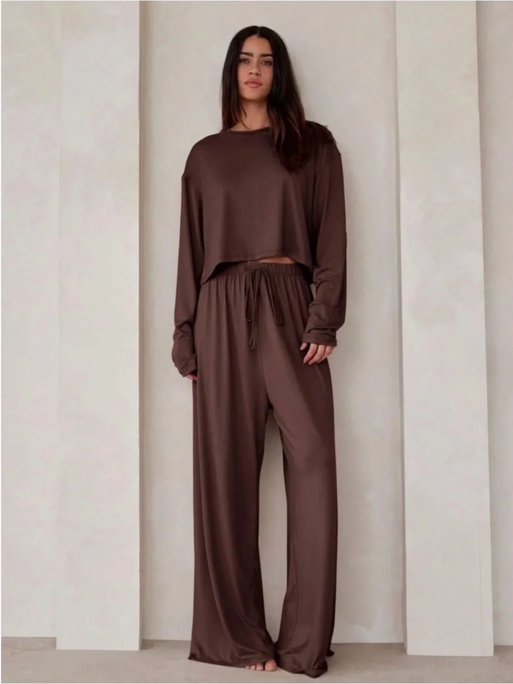 NWT BUMPSUIT The Cloud Pant & Crop Long Sleeve Tee - Medium - Chocolate